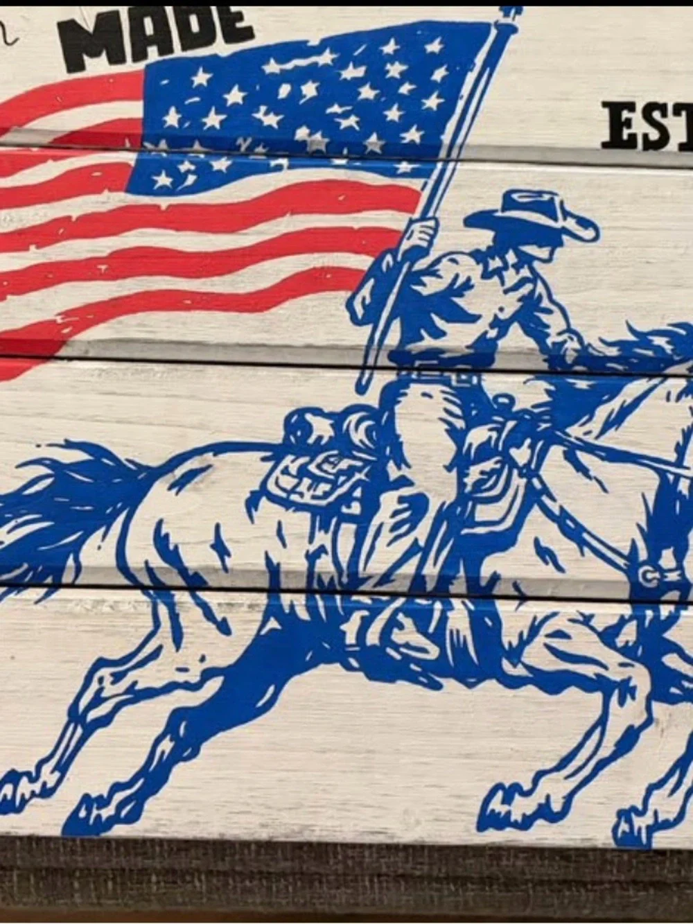 Patriotic Cowboy Wall Art - Red, Blue, White